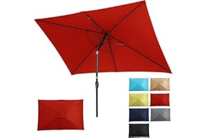 SUNVIVI OUTDOOR Patio Umbrella, Rectangular Patio Umbrella, Metal Pole Square Outdoor Umbrella with Crank and Push Button Tilt, Large Outdoor Umbrella with Polyester Canopy