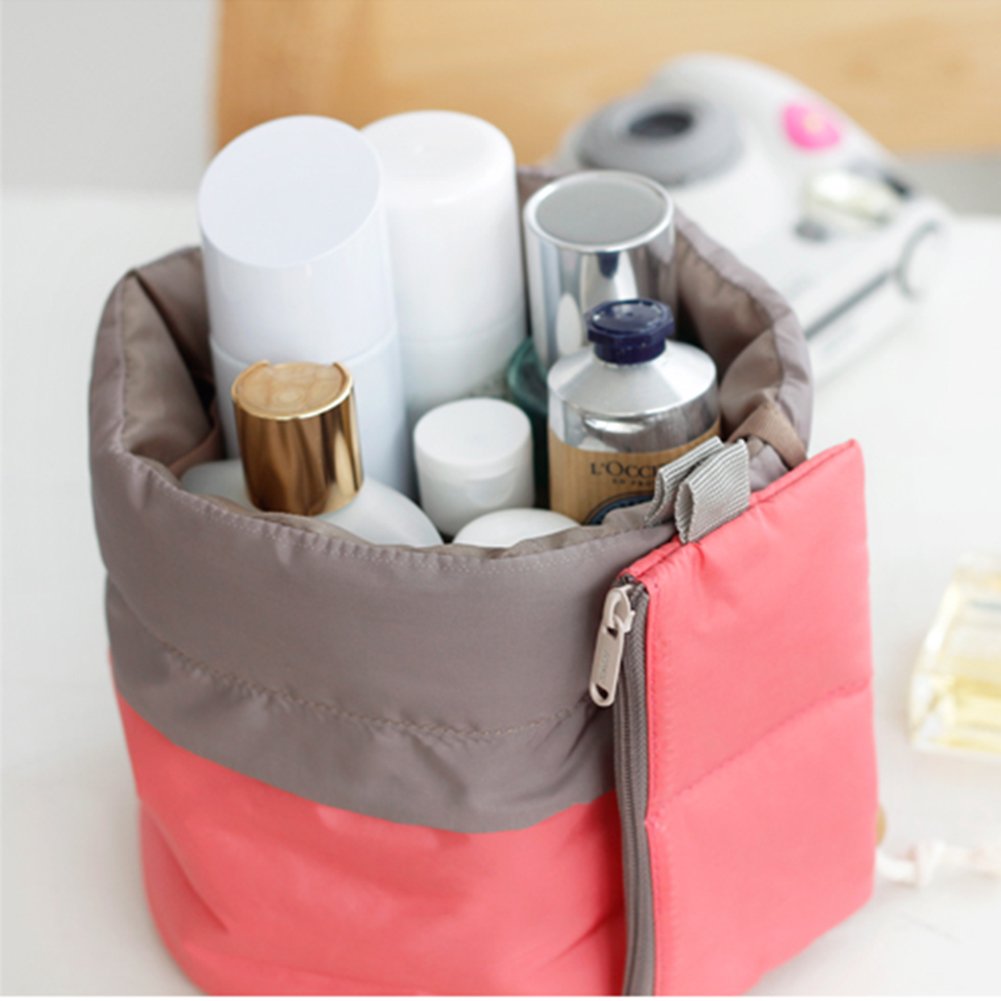 Cosmetic Toiletry Bags Vinmax Travel Makeup Bag Pouch Bucket Barrel Shaped (Pink)