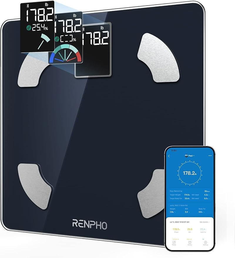 RENPHO Scale for Body Weight and BMI Large VA Screen 13 Body Comp