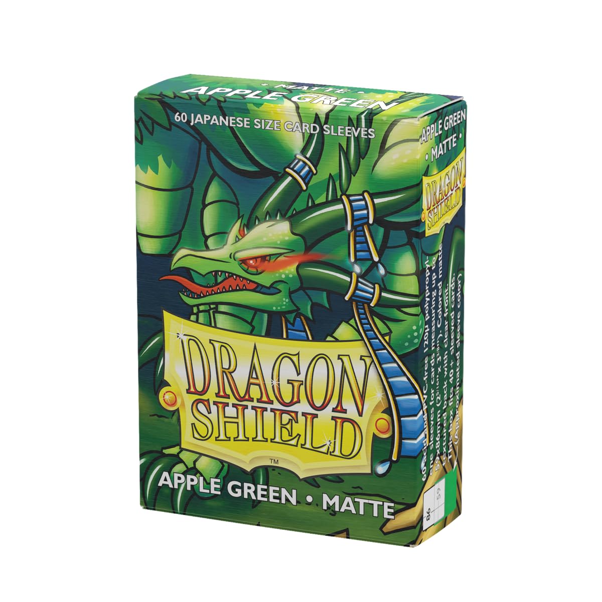 Dragon Shield | Japanese Size Card Matte Sleeves | 60 CT - Smooth & Tough Premium TCG Sleeves - Compatible with Yu-Gi-Oh, Naruto, Cardfight & Vanguard | Apple Green