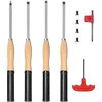DEEFIINE 18.3" Full Size Carbide Tip Wood Lathe Turning Tool Kit, Lathe Roughing and Finishing Tool with Diamond Round Square