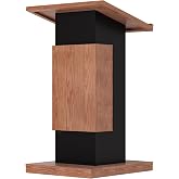 Podium Stand with Lockable Wheels,Wood Lectern,15MM Particle Board,Church Pulpit with Storage, Mic Stand Space,Wooden Podium for Restaurants,Churches,Seminars and Schools (Original)