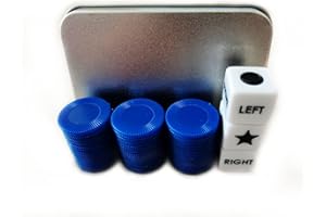 HONGKEIE Left Right Center dice Game Prime Set Bundle with 3 Dices + 45 Chips (Blue)