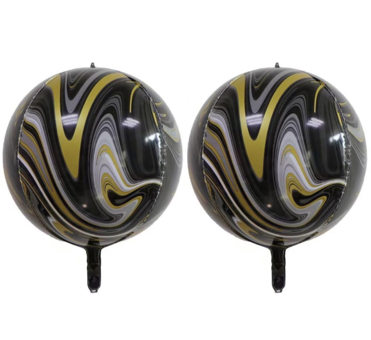 Black Matt Gold 4D Marble Sphere Foil Balloon, 55cm (2 pack)