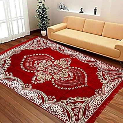 STOP N SHOPP Zeometric Ethnic Velvet Touch Abstract Chenille Carpet (5Feet X 7Feet) Multi