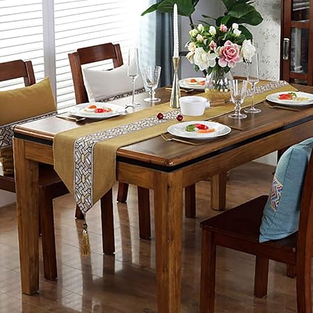 Home Deco Table Runner Chemin De Table Linge De Table En Lin Decor Salon Table Decoration Centre De Table Anniversaire Color Yellow Size 33 160cm Amazon Fr Cuisine Maison