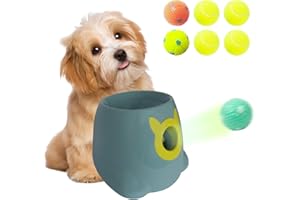 MKSY Automatic Dog Ball Launcher with 6 Balls, Dog Ball Throwing Machine Dog Interactive Toy Pet Ball Thrower Dog Fetch Toy for Small Medium Dogs (Blue)
