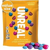 UNREAL Dark Chocolate Quinoa Gems (Value Size Bag) | Vegan, Colors from Nature | Fair Trade, Non-GMO | Gluten Free, No Sugar 