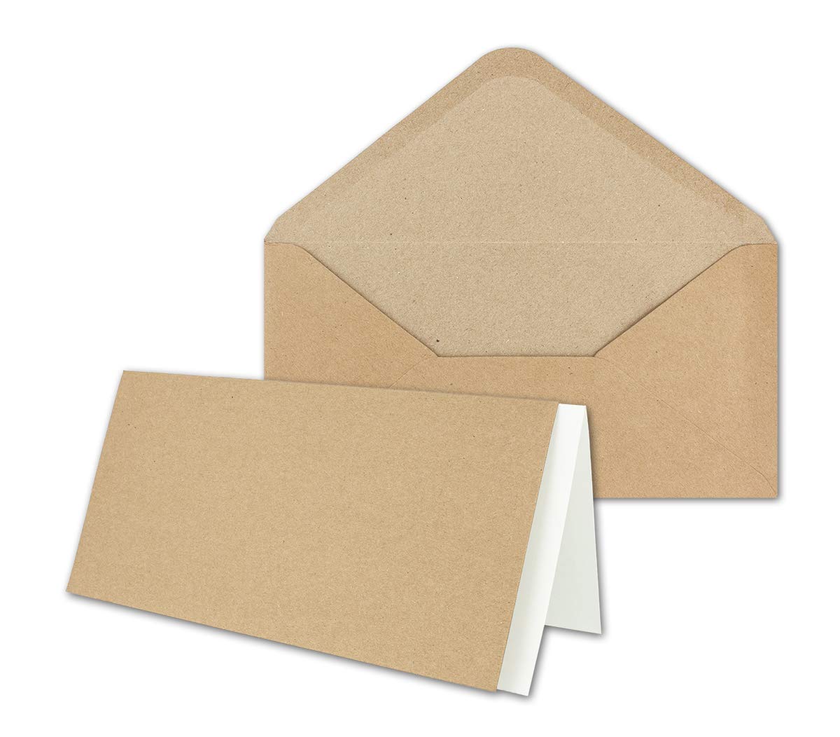 "NEUSER PAPIER" 25x set of folding cards with envelopes & inserts DIN long recycled invitation cards in brown kraft paper blank for self-design