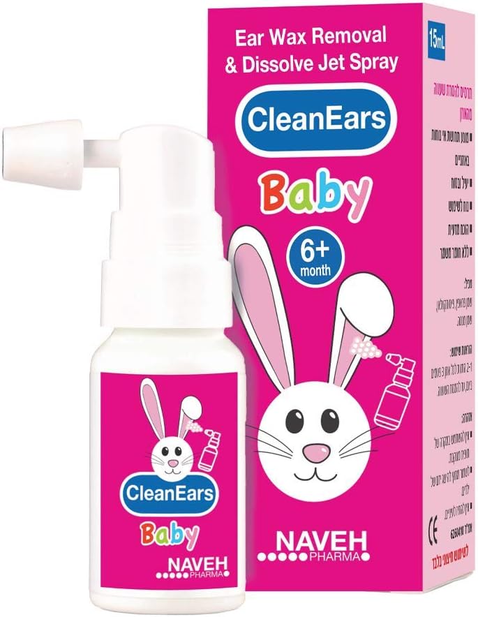 Naveh Pharma CleanEars Earwax Removal Spray Ear Wax Softener Cleaner Ear Irrigation and Wax Dissolution – All-Natural Patented Formula – Nonirritant – for Kids and Adults (15 ML)