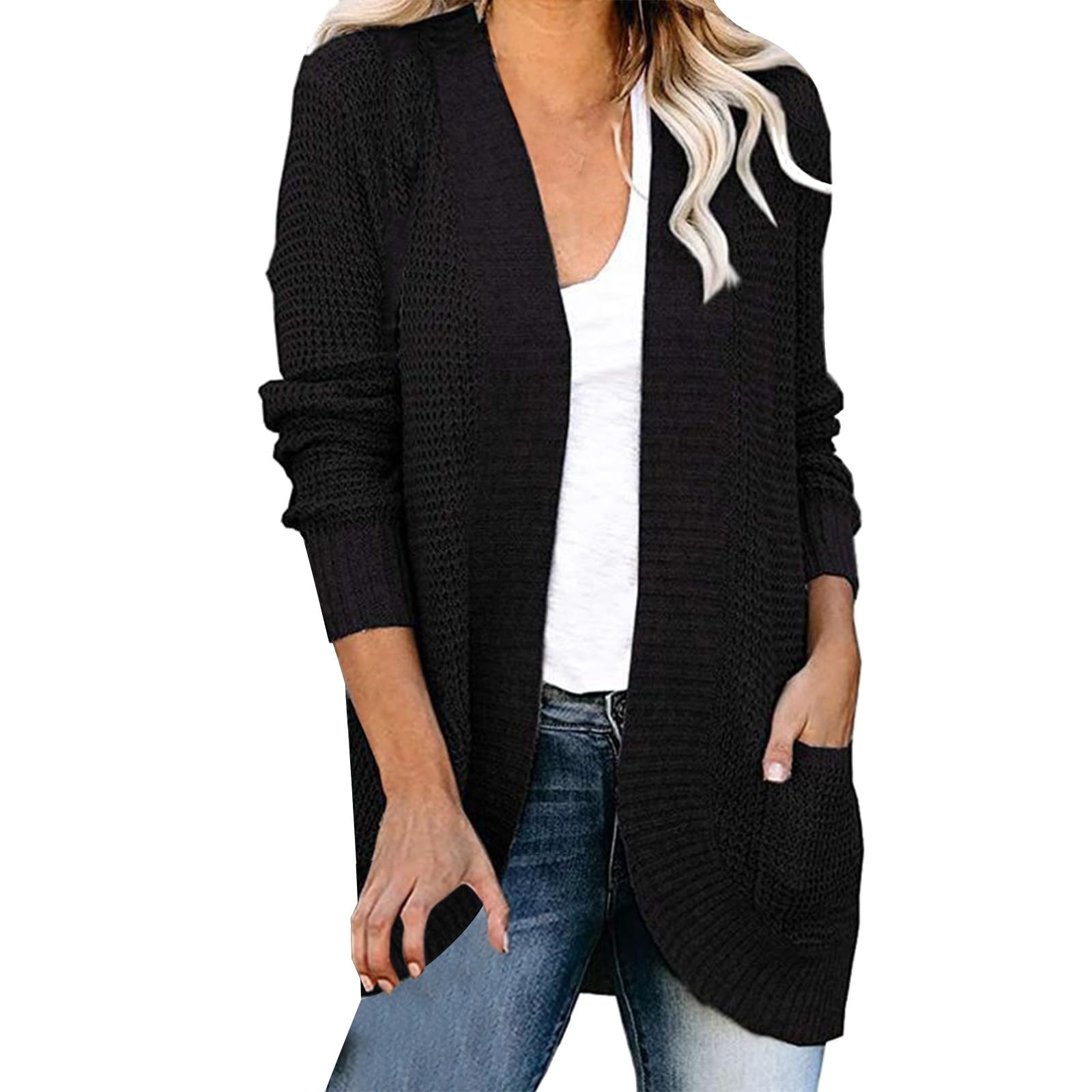 ADJHDFH Cardigan Sweaters For Women Trendy Crewneck