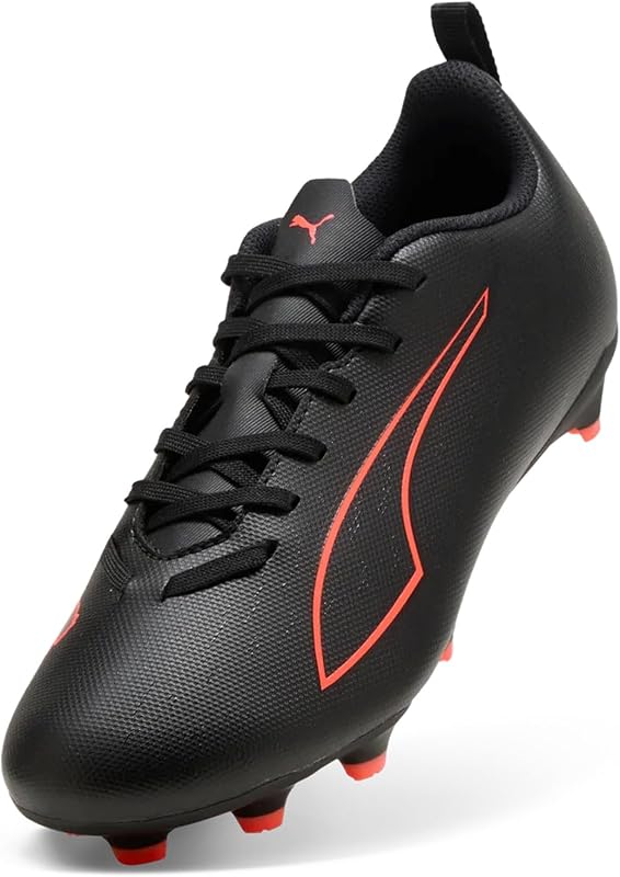 Ultra 6 Play FG/AG JR - Ténis de futebol, preto e vermelho, tamanho 4.5 do Reino Unido, Puma Black Puma Red, 4.5 UK