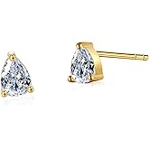 Vintage Pear Cut Stud CZ Earrings | Cubic Zirconia Solitaire Studs