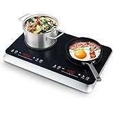 COOKTRON Double Induction Cooktop Burner with Fast Warm-Up Mode, 1800w 2 Burner with 10 Temperature 9 Power Settings, Portabl