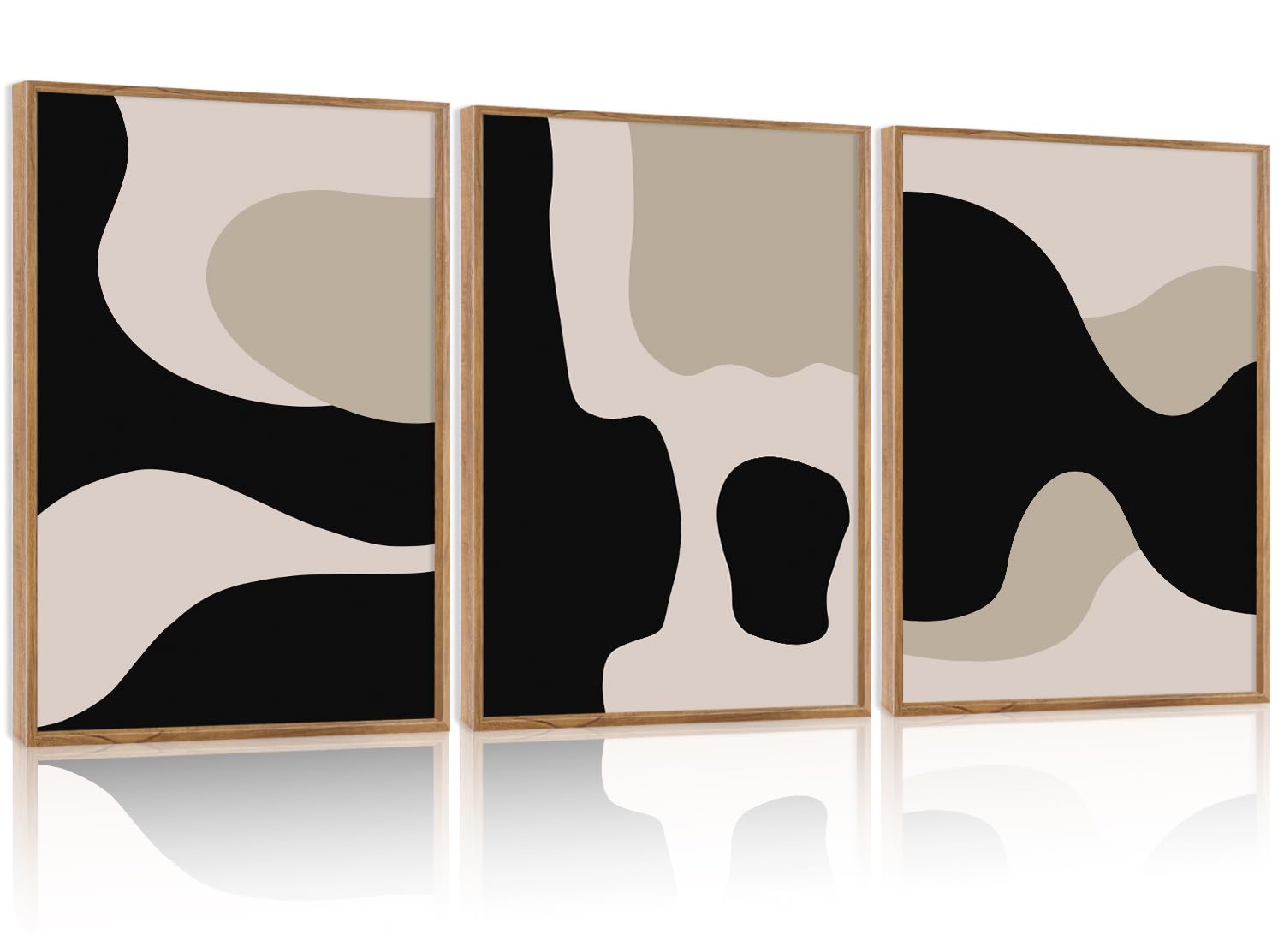 Photo 1 of CHDITB Abstract Modern Framed Canvas Wall Art Set Of 3, Minimalist Wall Decor, Contemporary Artwork Prints, Neutral Black And Beige Abstract Line Paintings for Living Room Bedroom Decor (12X16 Inch)