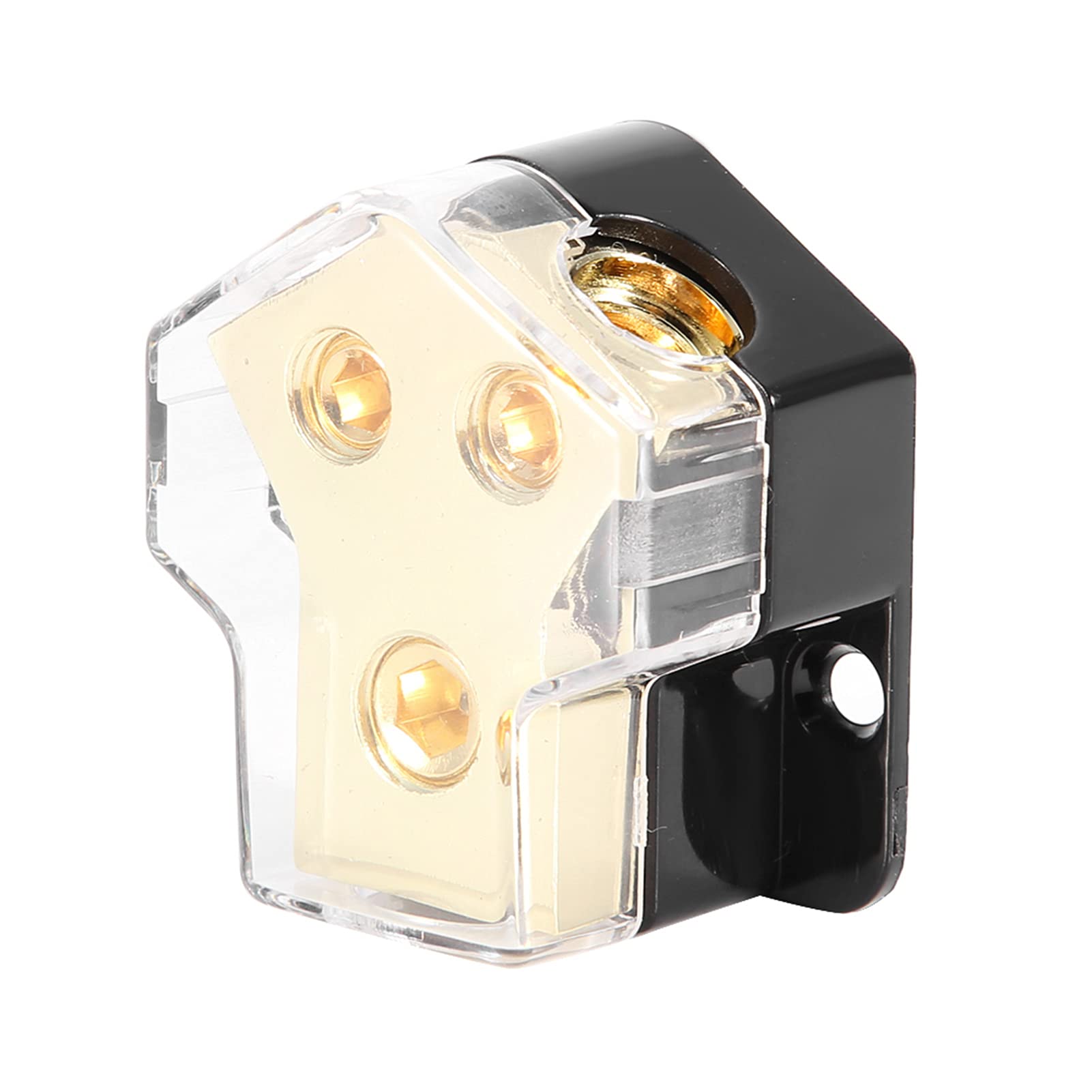 Power Distribution Block, Fydun Power Ground Distribution Block Car Audio Power Supply Distribution 1 * 1GA In 2 * 4GA Out Block Splitter Alloy plastic