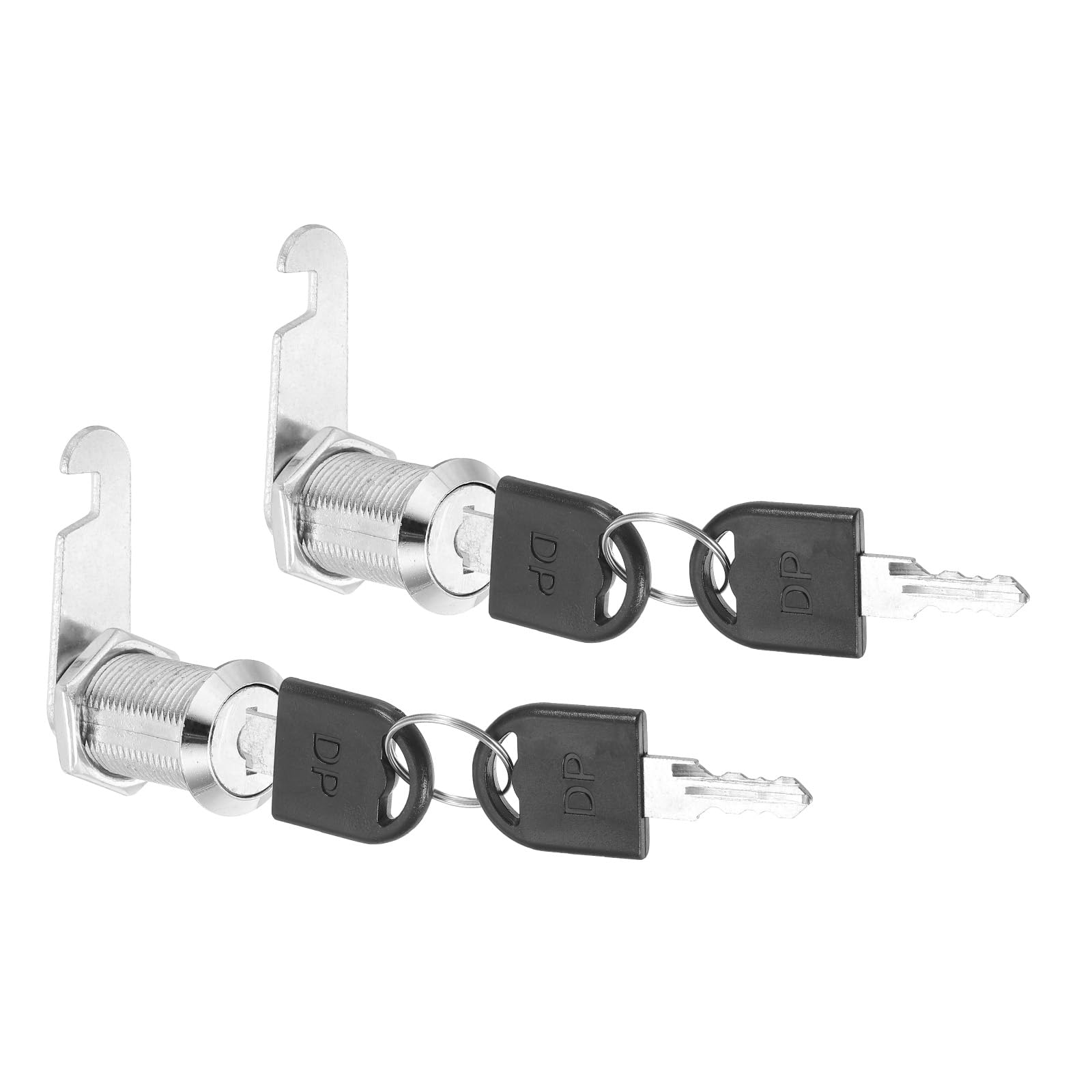 PATIKIL Cabinet Lock with Keys 2 Pcs 1-3/16"(30mm) Cam Locks Zinc Alloy Tool Box Lock Replacement Keyed Alike for Drawer Cupboard Household Mailbox RV Door Lock, Silver