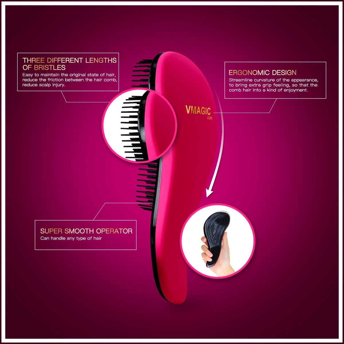 Detangling Brush, glide the Detangler Brush through Tangled hair, Best Comb for Women Girls, Men & Boys - Image 4