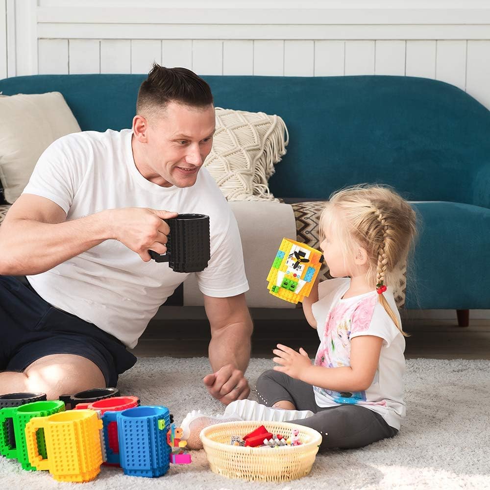 Magnusdeal Build-On Brick Mug Lego Type DIY Building Blocks Cup Water Bottle Puzzle Toy Mug (Random Design)