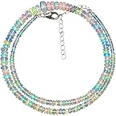 OdrillionGems 100% Natural Gemstones Choker Necklace, Smooth Beads, 925 Sterling Silver, Healing Crystals, Handmade, Adjustable, Women Jewelry, Christmas Gifts