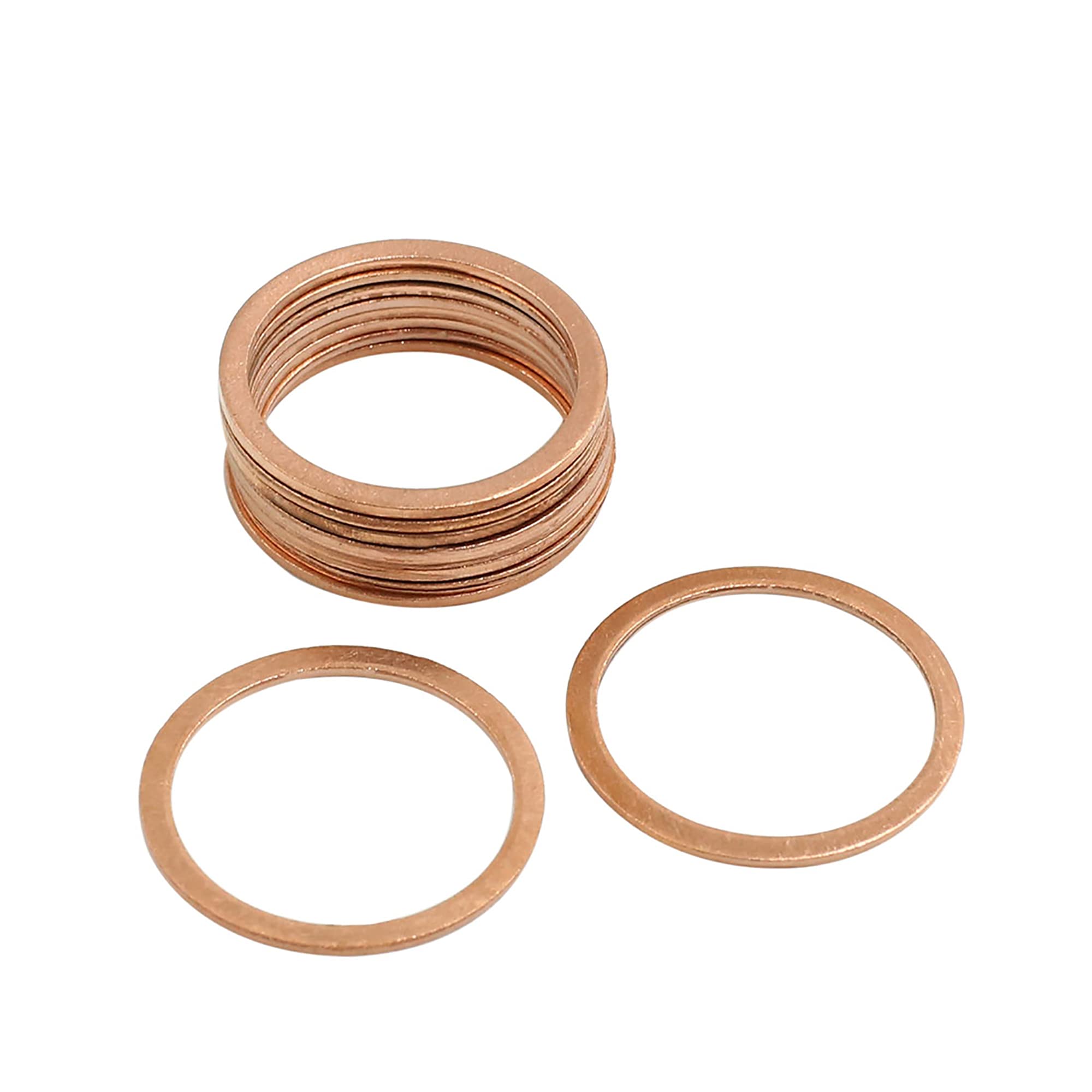 X AUTOHAUX 10 Pcs 22mm Inner Diameter Copper Washers Flat Seal Gasket Fitting