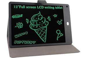 POCREATION 12 Inch LCD Writing Tablet, Electronic Drawing Pad with PU Case Pen Eye Caring Erasable Reusable for Drafting Taki