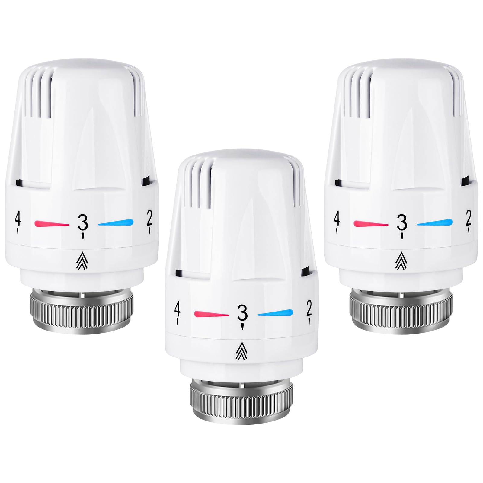 Flintronic 3PCS Thermostatic Radiator Valve Head, M30 x 1.5 TRV Radiator Thermostat Valve Replacement Head, Automatical Temperature Control Heating System, Universal for Home Office, White