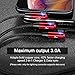 Multi Charging Cable, CAFELE Right Angle 90 Degree 3 in 1 Cable with LED Light Nylon Braided Universal USB Charger Cord with Micro USB/Type C Port Compatible Cell Phones Tablets, etc - Red/4.3ft
