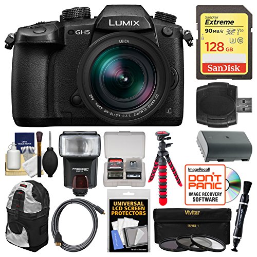 Panasonic-Lumix-DC-GH5-Wi-Fi-4K-Digital-Camera-12-60mm-f28-40-Lens-with-128GB-Card-Backpack-Flash-Battery-Tripod-3-Filters-Kit