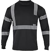 FONIRRA Safety Shirts for Men High Visibility Reflective ANSI Class Hi Vis Construction Work T Shirts Long Sleeve