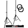 Gearlux Tripod Speaker Stands with Carrying Case and Speaker Cables