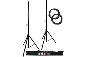 Gearlux Tripod Speaker Stands with Carrying Case and Speaker Cables