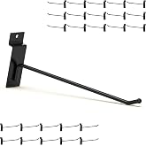 BFPeaky 8 Inch Black Slatwall Hooks, 25PC | 30 lb Capacity Heavy Duty Slat Wall Hanging and Display Hooks for Retail, Garage, Hardware Store &amp; Tool Organization