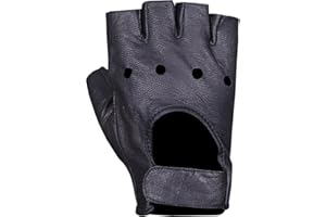 WEEKND WARRIORS Genuine Fingerless Leather Gloves Motorcycle Driving Cycling Half Finger Men Women Teen Unlined Gloves