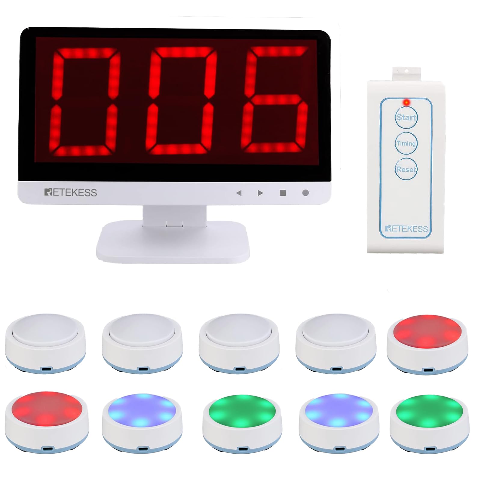 Photo 1 of Retekess TM101 Wireless Quiz Answer Game Buzzer System, Add Up to 32 Buttons,262ft,Auto-Sleep,10 Buzzers for Game Show,Family Game Nights,Debate Contests in Companies,School Contest