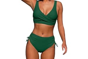Aniywn Women's Lace Up Bikini Swimsuit Set V Neck Push Up Two Piece Wrap Bathing Suit Womens Sexy Bottoms Bikini Swimsuits