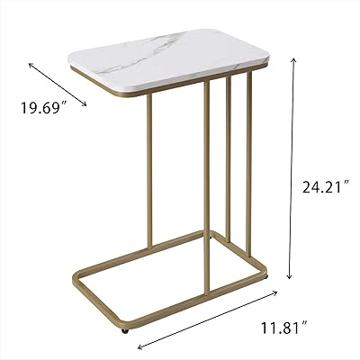 Buy C Table Sofa Side End Tables For Living Room Couch Table Mobile Snack Table Slides Next To Sofa Couch Laptop Table For Small Space Wood Look Tv Tray Over Bed Table Metal Frame