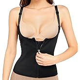 Women's Waist Cincher Corset with Zipper - Adjustable Shapewear Tank Top for Waist Training and Body Shaping Black