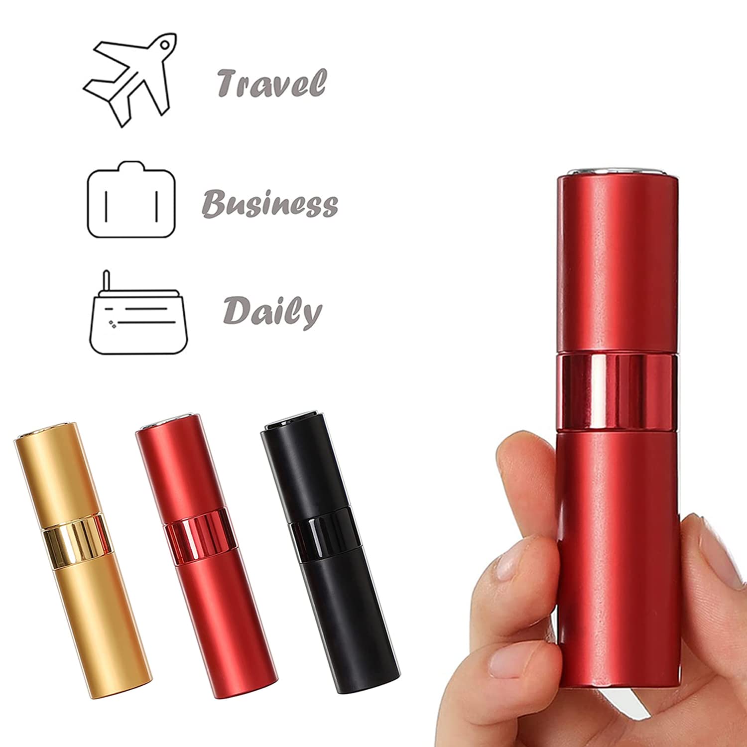 YOCASII 3pcs 8ML Perfume Atomizer, Travel Refillable Perfume Bottles Empty with 3 Droppers, Portable Mini Perfume Spray Bottle, Perfume Container Travel Cologne Dispenser with Gift Bag