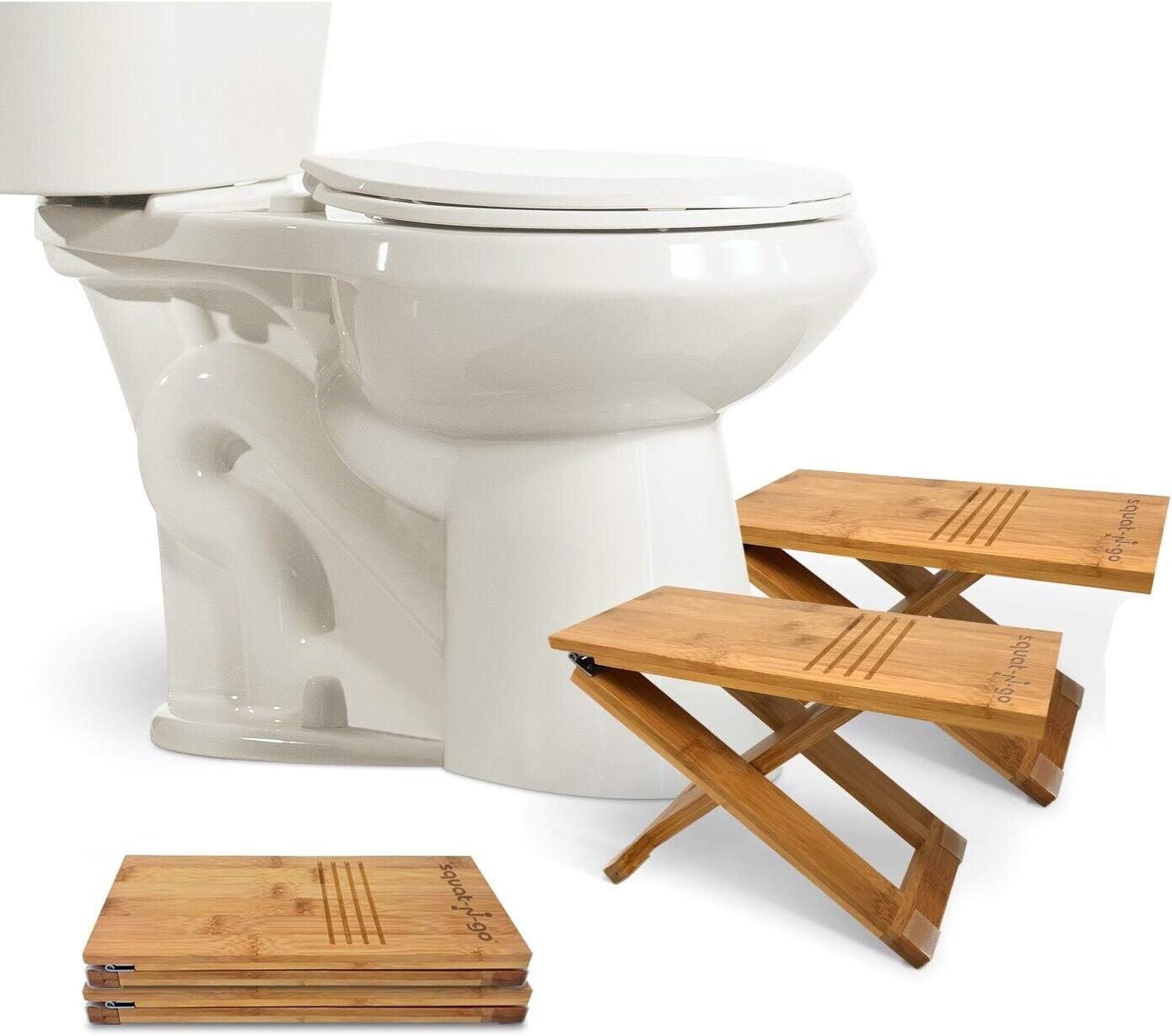 Squat N Go Bamboo X Toilet Stool | Fully Adjustable, Ultra Portable & Eco Friendly | Bonus Travel Bag Included: Health & Personal Care