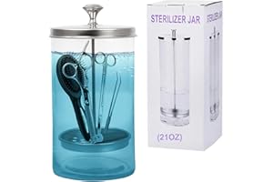 Shmian Barber Sterilizer Jar for Nail Tools, 21 Oz Glass Disinfectant Soaking Jar, Barber Cleaning Jar Glass Sterilization Container for Scissors, Tweezers, Clips, and Nail Tools