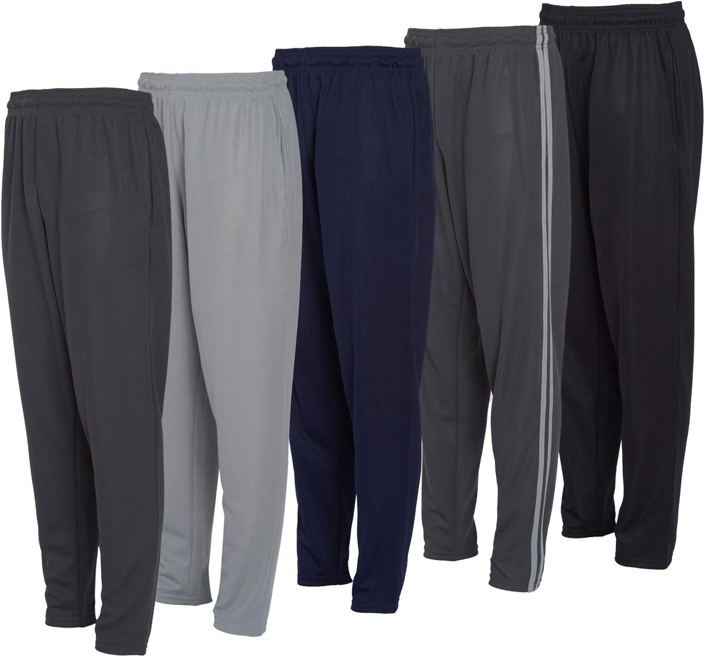 Mens Active Pants with Pockets – Athletic Workout Joggers - 5 Pack