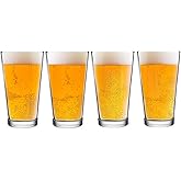DU VINO Classic Nucleated Pint Glass Set for Better Head Retention, Aroma and Flavor- 16 oz Ultimate Pint Glass for Beer Drinking- Beer Glasses For Men- Cool Beer Glass USA Made- 4 Pack