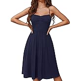 YATHON Summer Casual Dress for Women 2025 Vacation Beach Dresses Adjustable Spaghetti Strap Sundress with Pockets