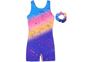 JESKIDS Leotards for Girls Gymnastics with Shorts Dance Biketards Tumbling Matching Hair Scrunchie 3~15 Years