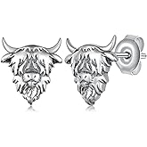 Goat/Highland Cow/Axolotl/Cat/Seal/Frog Stud Earrings Sterling Silver Animal Stud Earrings Animal Jewelry Gifts for Women