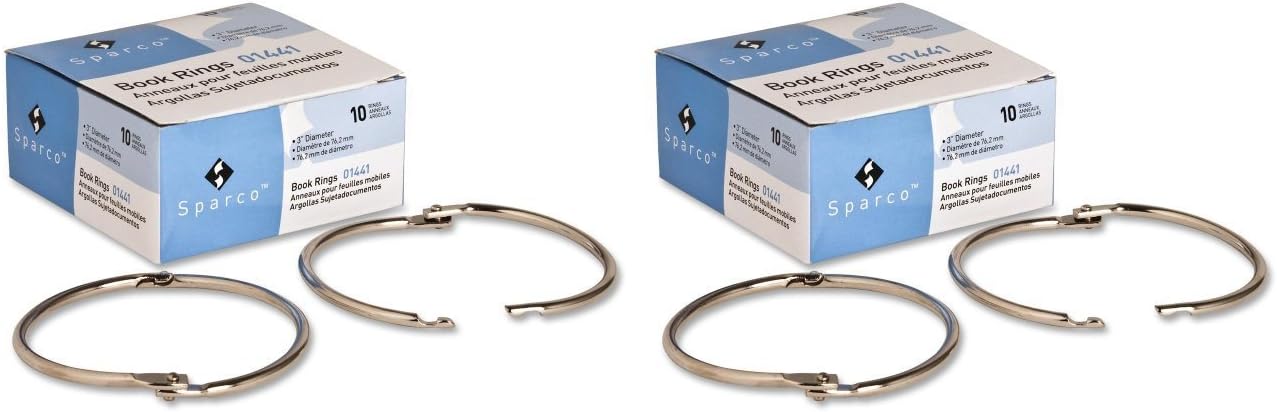 Book Ring - Sparco - 3-Inch Diameter, 10 per Box, Silver (SPR01441) (2 Boxes)