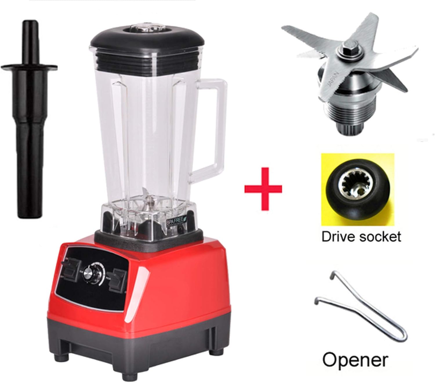 EU/US/UK/AU Plug 3HP 2200W Heavy Duty Professional Blender Mixer Juicer High Power Fruit Food Processor Ice Smoothie,Red bladedrivetool,UK Plug