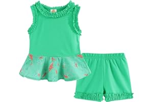 LittleSpring Little Girls Summer Outfits Floral Tank Top and Shorts 2 Pcs Clothes Set