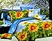 7 Piece Set Sunflower 3d Comforter Set Including Matching 3d Sheet Set (012) (King)